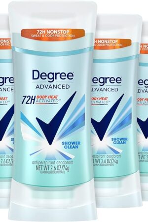 Degree Advanced Antiperspirant Deodorant 4 count 72-Hour Sweat & Odor Protection Shower Clean Antiperspirant for Women with MotionSense Technology 26 oz