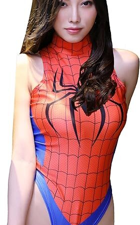 Women One-Piece High Waist Bathing Suit Superhero Anime Lingerie Cosplay Costume Party High Neck Bodysuit Top