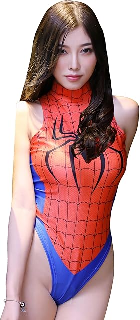 Women One-Piece High Waist Bathing Suit Superhero Anime Lingerie Cosplay Costume Party High Neck Bodysuit Top