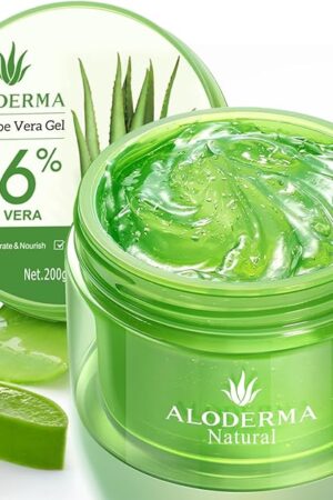 Aloderma Organic Aloe Vera Gel for Face & Body, 96% Pure Aloe Gel Made within 12 Hours of Harvest, Ideal for Skin, Scalp, & Hair Hydration, Calming Moisturizer for Soothing After Sun Care, 705oz