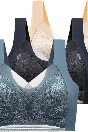 3 Pack Zenchic Bras for Women Seamless Sexy Push Up Wireless Bra Anti-Sagging Comfy Ice Silk Brassiere Plus Size