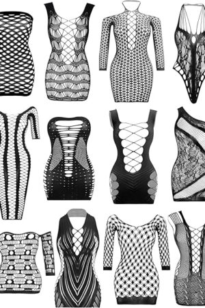 Womens Lingerie BabyDoll Fishnet Bodysuit Sexy Nightwear(12 Pack)