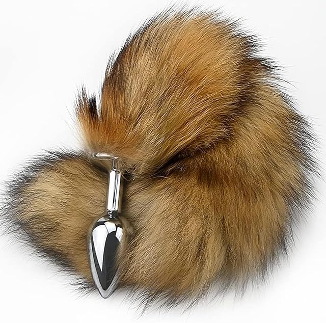 Butt Plug Tail Anal Sex Toys, Anal Butt Plug Faux Fur Tail Toys Stainless Steel But Plug Butt Toys Sex Toys for Women Cosplay Adult Sex Toys for Women Men (C-Brown)