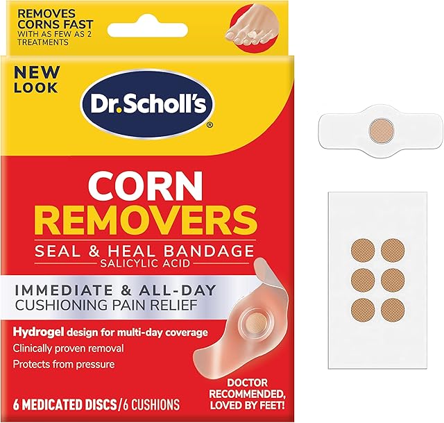 Dr Scholl's Corn REMOVERS Seal & Heal Bandage with Hydrogel Technology, 6 ct // Removes Corns Fast and Provides Cushioning Protection Against Shoe Pressure and Friction for All-Day Pain Relief