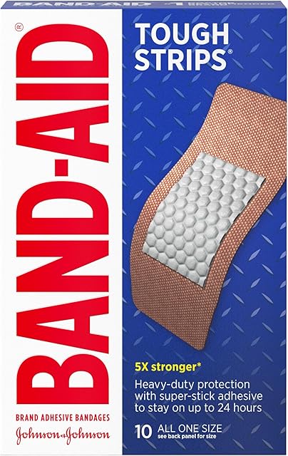 Band-Aid Brand Tough Strips Adhesive Bandages for Wound Care, Durable Protection for Minor Cuts and Scrapes, Extra Large Size, 10 ct