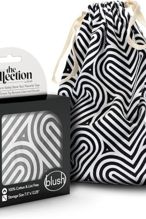 Blush Novelties The Collection Cotton Toy Bag - Safe Storage for Adult Toys - Lint Free Drawstring Travel Bag - Machine Washable Stores Large to Small Dildos, Vibrators, Strokers - Bomba