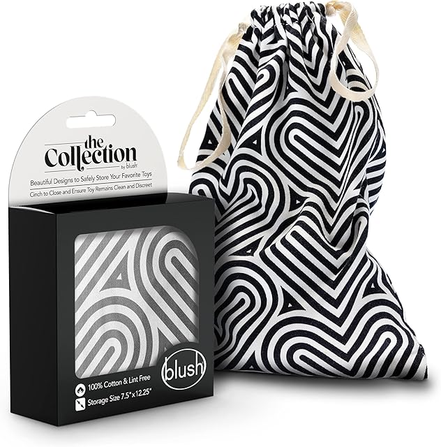 Blush Novelties The Collection Cotton Toy Bag - Safe Storage for Adult Toys - Lint Free Drawstring Travel Bag - Machine Washable Stores Large to Small Dildos, Vibrators, Strokers - Bomba