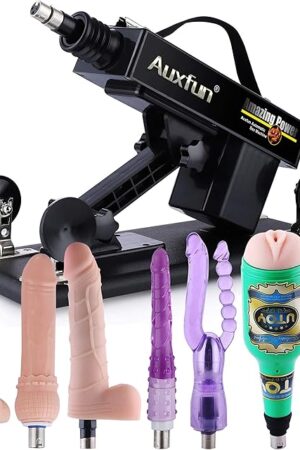 AUXFUN Sex Machine Guns, Automatic Machine Adult Sex Toys Adjustable 3 XLR Connector Love Machine with 8 Attachments for Men Women and Couples