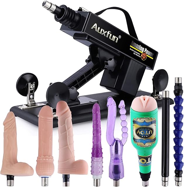 AUXFUN Sex Machine Guns, Automatic Machine Adult Sex Toys Adjustable 3 XLR Connector Love Machine with 8 Attachments for Men Women and Couples