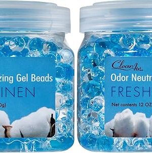 Clear Air Odor Eliminator Gel Beads - 12 oz, Pack of 2 - Air Freshener Made with Essential Oils - Eliminates Odors in Bathrooms, Cars, Boats, RVs & Pet Areas - Fresh Linen Scent