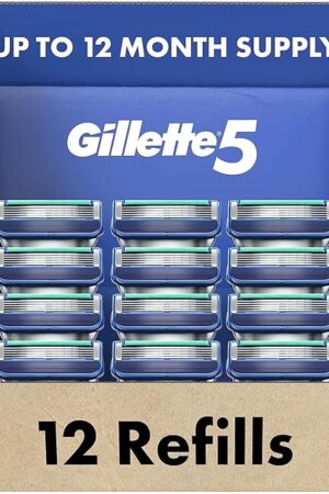 Gillette5 Mens Razor Blade Refills, 12 Count, Lubrastrip for a More Comfortable Shave