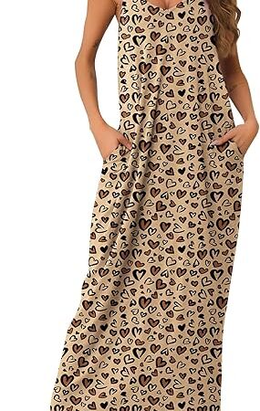 Womens Cotton Long Nightgowns Spaghetti Strap V Neck Full Slip Sleep Shirts with Pockets