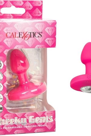 CalExotics Cheeky Gems Small Rechargeable Vibrating Probe Anal Vibrator for Adult Sex Toy - Pink
