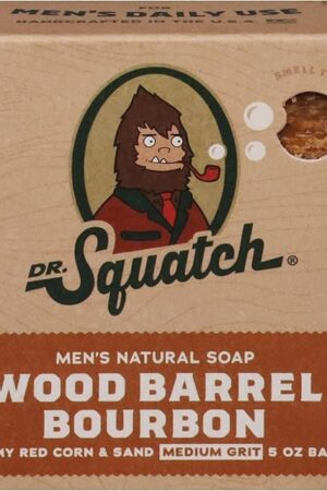 Dr Squatch All Natural Bar Soap for Men with Medium Grit, Wood Barrel Bourbon 5 Ounce (Pack of 1)