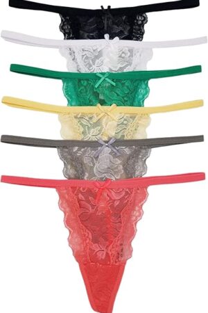 6-Pack Sexy Floral Lace G-String Thong Panties