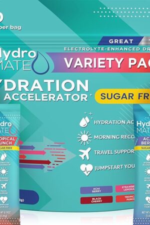 Electrolyte Powder Sugar-Free Hydration Packets Variety Pack HydroMATE 30 Sticks