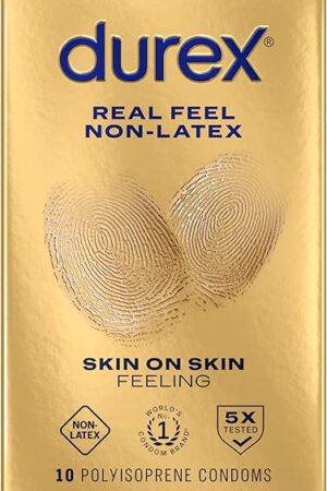 Condoms for Sex, Non Latex Durex Avanti Bare Real Feel Lubricated Condoms, 10 Count, Non Latex Condoms for Men with Natural Skin on Skin Feeling, FSA & HSA Eligible