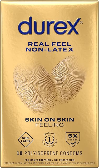 Condoms for Sex, Non Latex Durex Avanti Bare Real Feel Lubricated Condoms, 10 Count, Non Latex Condoms for Men with Natural Skin on Skin Feeling, FSA & HSA Eligible