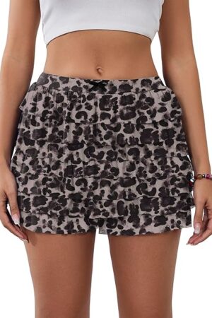 Womens Lolita Bloomers Cute Ruffle Shorts Layered Lace Skirts Elastic Waist Bow Front Y2k Micro Boyshorts