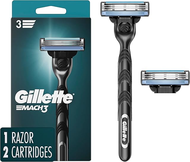 Gillette Mach3 Razor for Men, 1 Razor Handle + 2 Blade Refills
