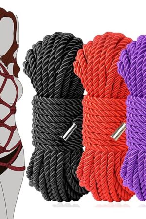 BDSM Bondage Shibari Sex Rope - BDSM Beginner Set Kit Adult Fetish Bondage Restraints Set Sex Toys for Women, Men & Couples, 32 Feet 8MM (3 Cloors)