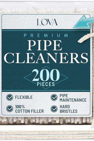 (200) Lova Pipe Cleaners Bulk (Hard Bristle) Easily Cleans, Glass Pipe Cleaner for Cleaning, Glass Pipes, Pipecleaners, Chenille Stems, (6 Inchs), 100% Cotton, Steel Wire, White