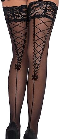 Women's Cuban Heel Backseam Sheer Thigh High Stocking