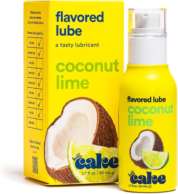Hello Cake Coconut Lime Flavored Personal Lubricant - Water-Based Lube - No Aftertaste, Easy Clean-Up - Vegan, Sugar-Free, Gluten-Free, & Hormone-Free - 1.7 fl oz