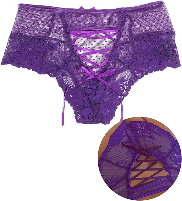 Women's Cheeky Sexy Panties Plus Size Brief Knickers Criss Cross Bikini Hollow Out Underwear Cute Thong Panties