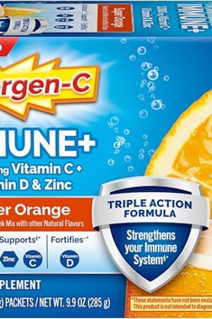 Emergen-C Immune+ Triple Action Immune Support Powder, BetaVia (R), 1000mg Vitamin C, B Vitamins, Vitamin D and Antioxidants, Super Orange ? 30 Count (Pack of 1)