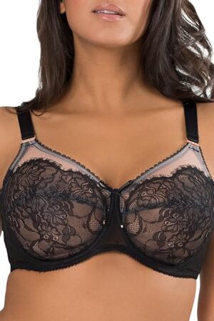 Women's Lace & Mesh Full Coverage Bra  Unlined Underwire for Natural Shaping