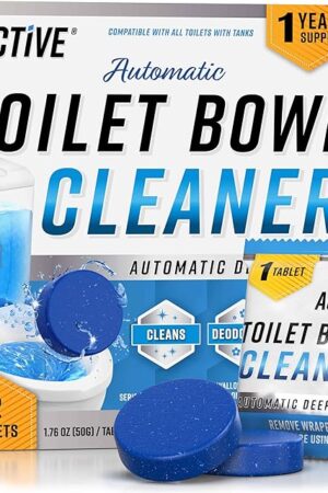 ACTIVE Automatic Toilet Bowl Cleaner Tablets Blue Gel Toilet Tank Cleaners, Septic-Safe Hard Water Ring Stain Remover, Smell Eliminator Heavy Duty Toilet Cleaning & Deodorizer, Fresh Scent - 12 Tabs
