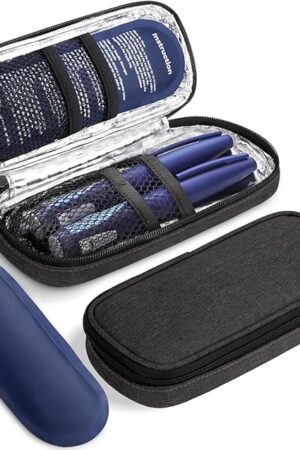 AUVON Insulin Cooler Travel Case with 2 x 90g TSA Approved Ice Packs, Diabetic Medication Insulated Cooling Bag for Insulin Pens and Diabetic Supplies Storage, Compact for Daily Life and Trips