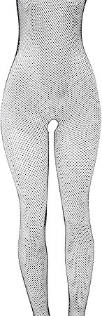 Women's Seamless Fishnet high Neck Halter Crotchless Bodystocking