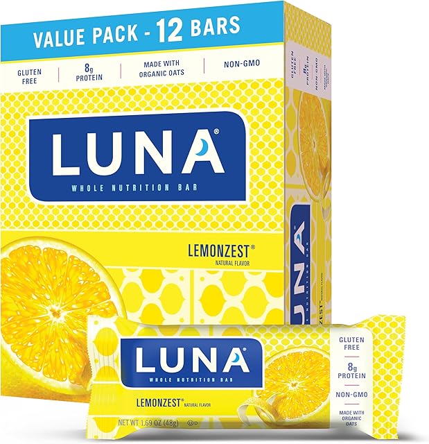 Clif Bar Luna Minis Energy Bar - Box of 12 169oz (48g) Bars (Lemon Zest)