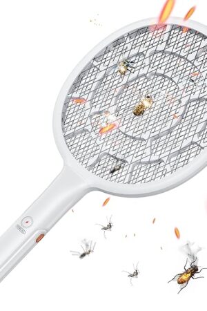 Electric Fly Swatter, Bug Zapper, Mosquito Zapper Racket | Gold Zone Voltage, Densest 3 mm Mesh, Apple-Like Weight - AA Battery Powered (not incl) - Indoor & Outdoor Use with Pro Swat Tips