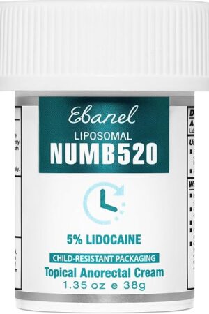 Ebanel 5% Lidocaine Numbing Cream, Pain Relief Burn Itch Numb Cream, Maximum Strength Topical Anesthetic with Allantoin, Vitamin E for Local and Anorectal Uses, Hemorrhoid Treatment, 135 Oz