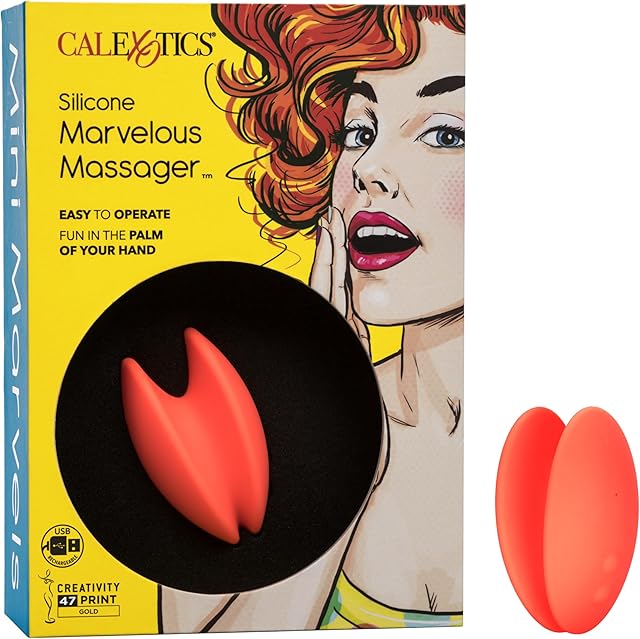 CalExotics Mini Marvels Marvelous Massager ? Silicone Waterproof Compact Vibrator ? 10 Function Rechargeable Vibe ? Adult Sex Toy Massager for Couples ? Orange