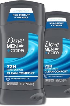Dove Men+Care Antiperspirant Deodorant Stick 4 Count Clean Comfort 72-Hour Sweat & Odor Protection Antiperspirant for Men With 1/4 Moisturizing Cream 27 oz