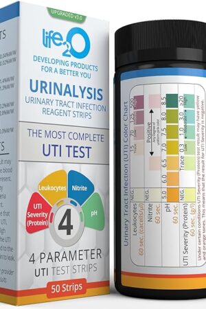 4-in-1 Full Panel UTI Test Strips for Women, Men & Kids with UTI Severity (Protein), Urinalysis Urine Test Strips for Bladder and Urinary Tract Infections at Home (50 Strips)