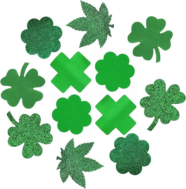 Green Nipple Covers Womens Leaves Clovers Shaped Coverings Sexy Breast Petals Thin Nipple Pasties Stickers