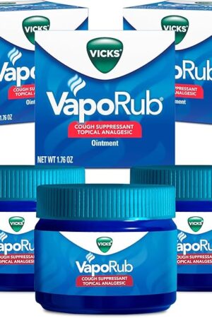 Vicks VapoRub, Original, Cough Suppressant, Topical Chest Rub & Analgesic Ointment, Medicated Vicks Vapors, Relief from Cough Due to Cold, Aches & Pains, 176oz each (pack of 3)