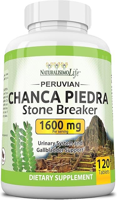 Chanca Piedra 1600 mg - 120 Tablets Kidney Stone Crusher Gallbladder Support Peruvian Chanca Piedra