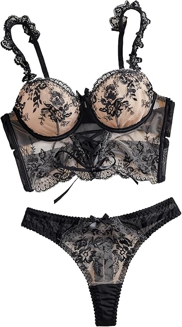 Floral Embroidered Lingerie Sets For Women Sexy Underwire Push Up Sexy Bra And Panty Sets