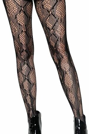 Womens Dark Alternative Animal Fishnet Tights, Python, O/S