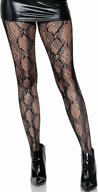 Womens Dark Alternative Animal Fishnet Tights, Python, O/S