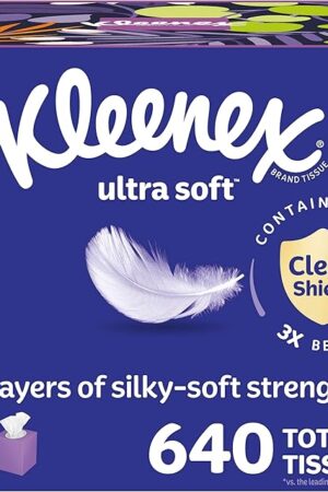 Kleenex Ultra Soft Facial Tissues, 8 Cube Boxes, 80 Tissues per Box, 3-Ply, Packaging May Vary