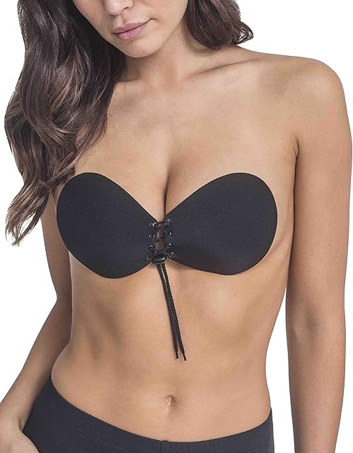 Lace Up Adhesive Bra Bra , S
