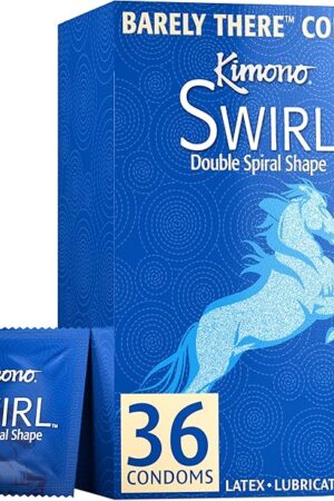 Condoms Pack of 36 - Double-Helix, Twisting Shape, Condom Innovation, Extreme Sensations, More Comfort, Lubricated, with Reservoir Tip, Natural Latex Condoms, Vegan, No Latex Odor