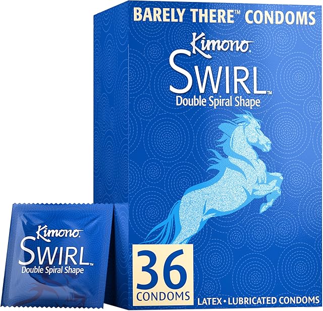 Condoms Pack of 36 - Double-Helix, Twisting Shape, Condom Innovation, Extreme Sensations, More Comfort, Lubricated, with Reservoir Tip, Natural Latex Condoms, Vegan, No Latex Odor